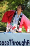 volunteer enjoys a view of the stage