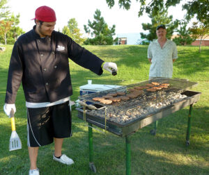 grilling the hamburgers, Springfield style grilling the hamburgers, Springfield style